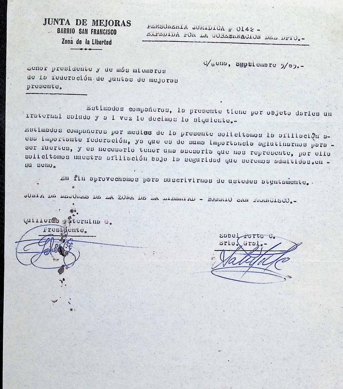 Señor presidente y demas miembros de la federacion de juntas de mejoras