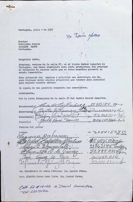 Señor Guillermo Paniza, Alcalde Mayor