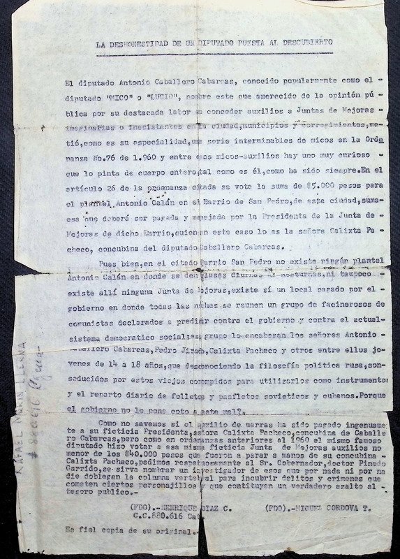 Deshonestidad de un diputado puesta al descubierto